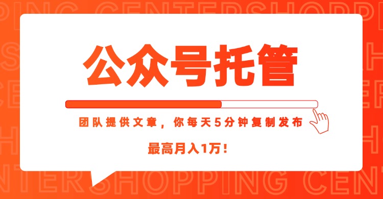 【公众号托管 】我提供文章，你每天５分钟复制发布，最高月入1W-汇课新知资源网