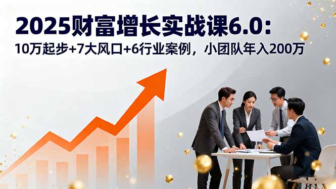 2025财富增长实战课6.0:10万起步+7大风口+6行业案例,小团队年入200万-汇课新知资源网