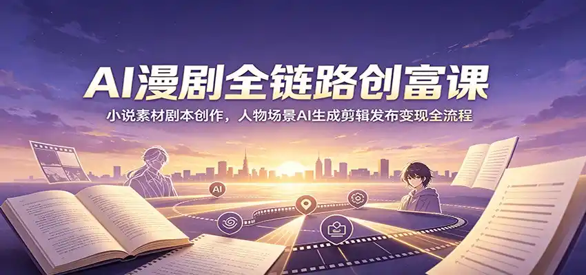 AI漫剧全链路创富课:小说素材剧本创作,人物场景AI生成剪辑发布变现全流程-汇课新知资源网