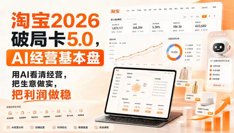 智篆商业-淘宝2026破局卡5.0,AI经营基本盘,用AI看清经营,把生意做实,把利润做稳-汇课新知资源网
