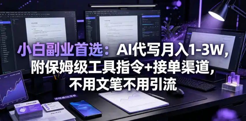 小白副业首选:AI代写月入1-3W,附保姆级工具指令+接单渠道,不用文笔不用引流【揭秘】-汇课新知资源网