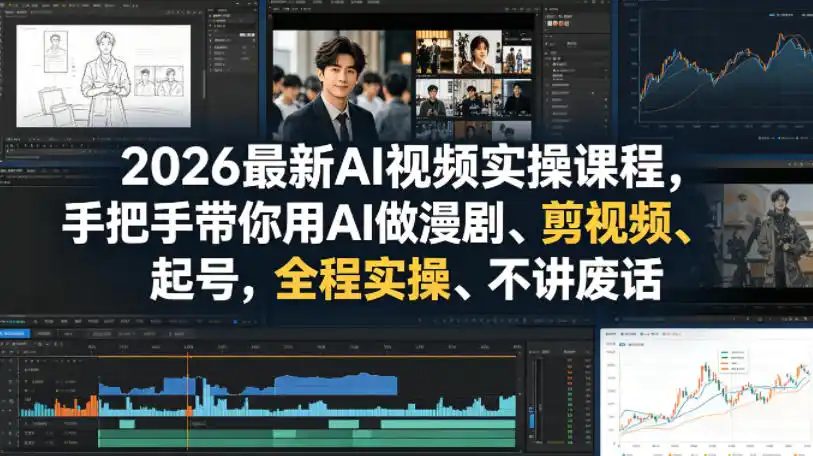 2026最新AI视频实操课程,手把手带你用AI做漫剧、剪视频、起号,全程实操、不讲废话-汇课新知资源网