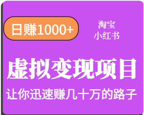 淘宝OR小红书虚拟变现，日赚1000+，多账号操作年收入几十W不等-汇课新知资源网