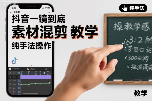 抖音一镜到底素材混剪教学,纯手法操作-汇课新知资源网