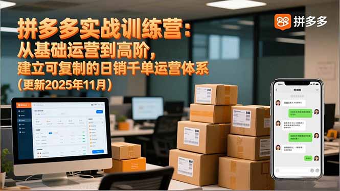 拼多多实战训练营：从基础运营到高阶，建立可复制的日销千单运营体系(更新11月-汇课新知资源网