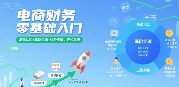 电商财务零基础入门，基础认知+基础实操+进阶突破，轻松掌握-汇课新知资源网
