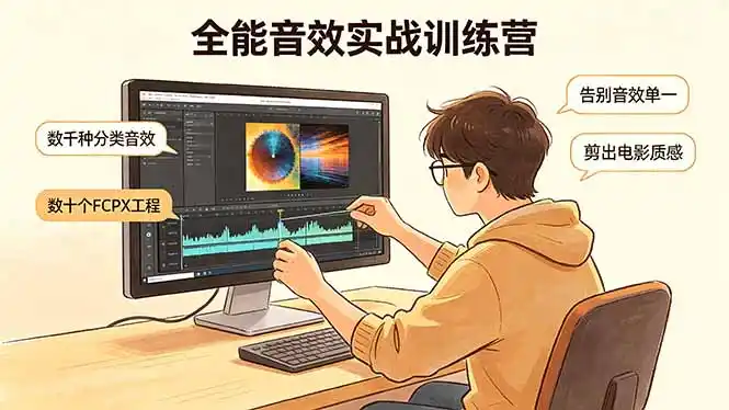 全能音效实战训练营：数千种分类音效+数十个FCPX工程，告别音效单一，剪出电影质感-汇课新知资源网