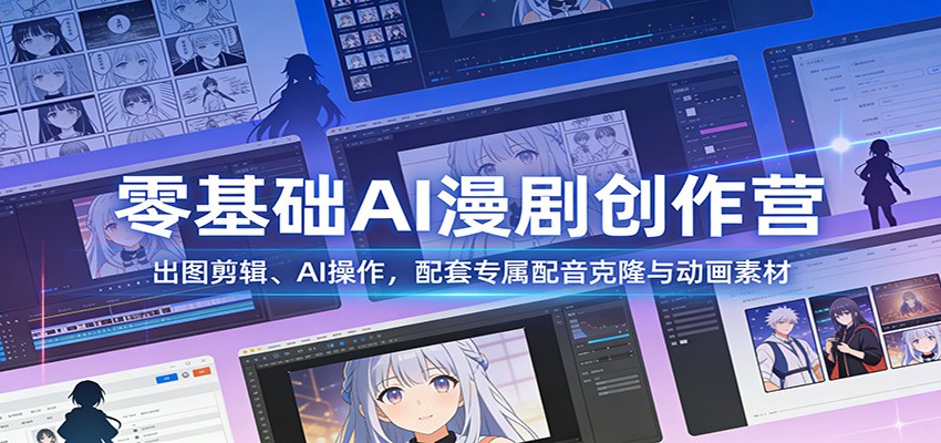 零基础AI漫剧创作营:出图剪辑、AI操作,配套专属配音克隆与动画素材-汇课新知资源网
