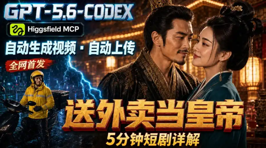 GPT-5.6 Codex+Higgsfield MCP：一条指令生成5分钟短剧并自动上传YouTube(油管)-汇课新知资源网