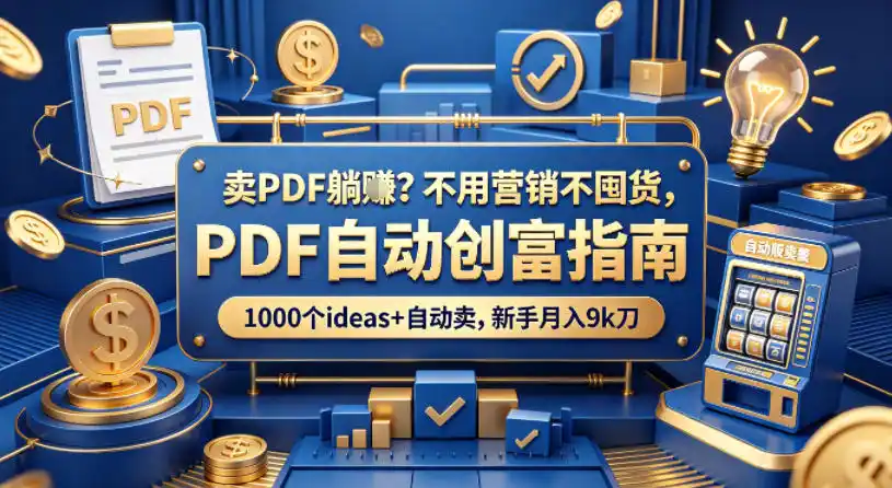 卖PDF躺賺?不用营销不囤货,PDF自动创富指南,1000个ideas+自动卖,新手月入9k刀【原创双语字幕】-汇课新知资源网