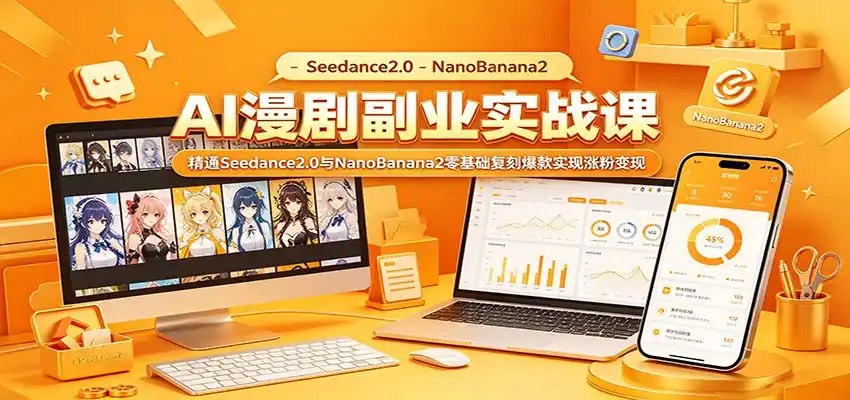 AI漫剧副业实战课：精通Seedance2.0与NanoBanana2零基础复刻爆款实现涨粉变现-汇课新知资源网