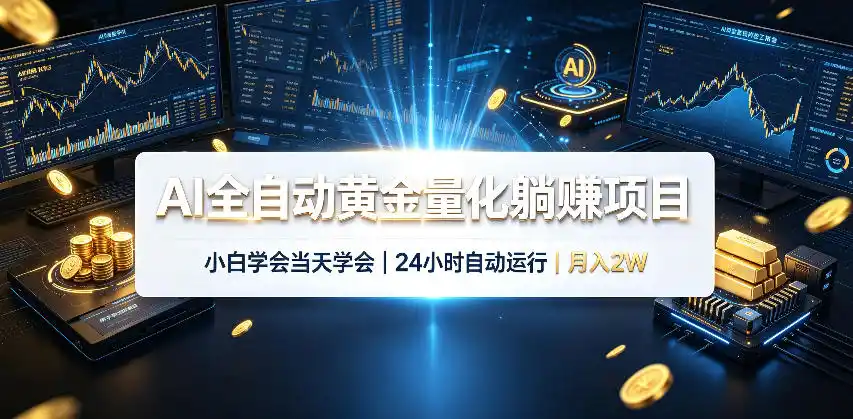 AI全自动黄金量化躺賺项目，24小时自动运行，月入2W！-汇课新知资源网