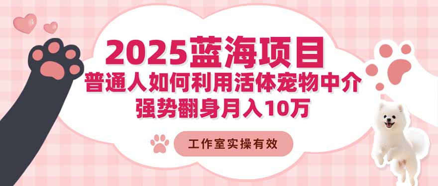 2025蓝海项目:普通人如何利用活体宠物中介,强势翻身月入10万-汇课新知资源网