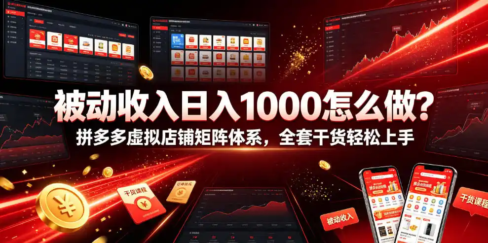被动收入日入1000怎么做?拼多多虚拟店铺矩阵体系,全套干货轻松上手【揭秘】-汇课新知资源网