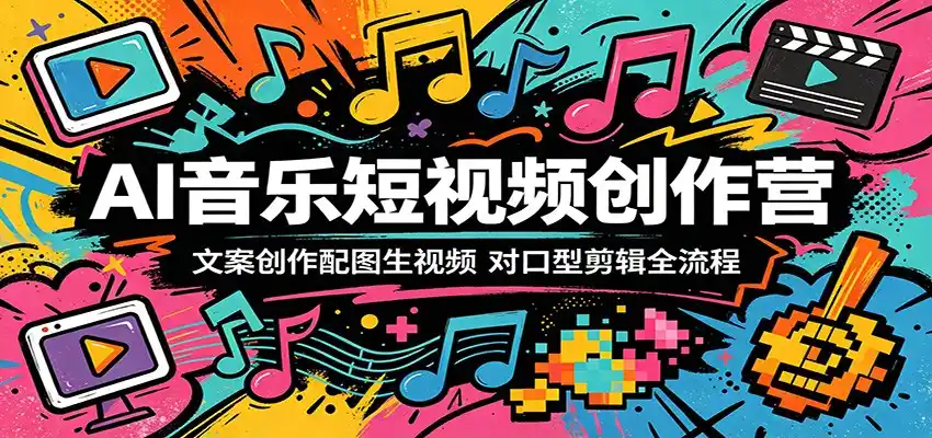 AI音乐短视频创作营：文案创作配图生视频，对口型剪辑全流程-汇课新知资源网