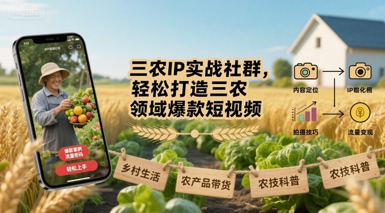 三农IP实战社群，轻松打造三农领域爆款短视频-汇课新知资源网
