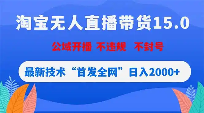 淘宝无人直播带货15.0,不封号,不违规,公域玩法,首发全网日入2000+-汇课新知资源网
