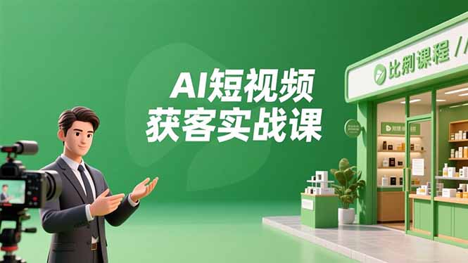 AI短视频获客实战课,数字人创作、实体行业应用、精准引流,30天获取客源月入6万+-汇课新知资源网