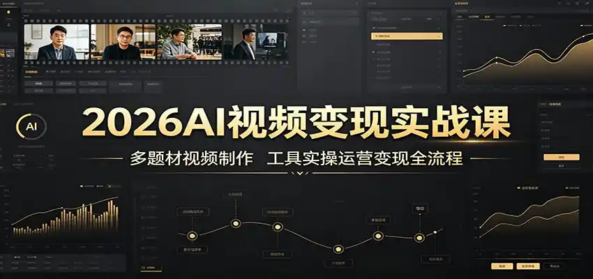 2026AI视频变现实战课：多题材视频制作，工具实操运营变现全流程-汇课新知资源网