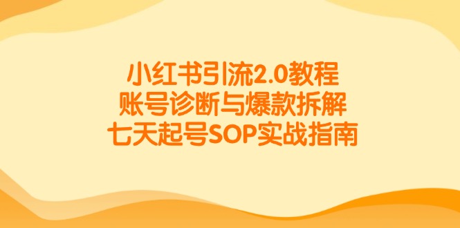 小红书引流2.0教程，账号诊断与爆款拆解，七天起号SOP实战指南-汇课新知资源网