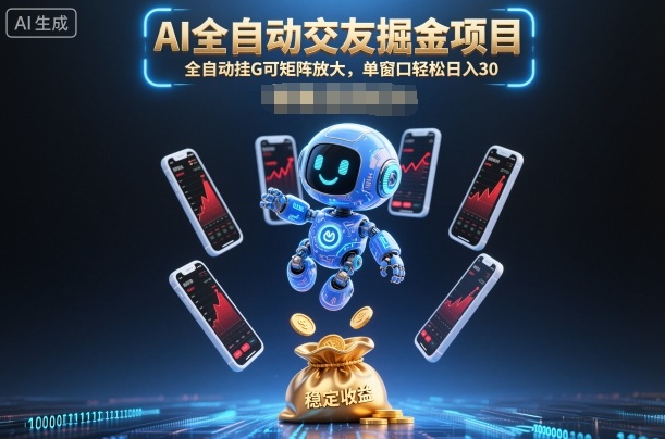 AI全自动交友掘金项目,全自动挂G可矩阵放大,单窗口轻松日入30+【揭秘】-汇课新知资源网
