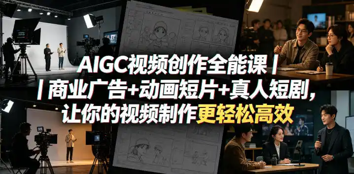 AIGC视频创作全能课|商业广告+动画短片+真人短剧,让你的视频制作更轻松高效-汇课新知资源网