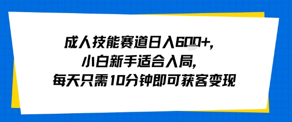 成人技能赛道日入多张，小白新手适合入局，每天只需10分钟即可获客变现-汇课新知资源网