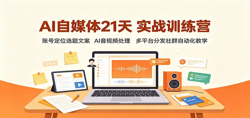 AI自媒体21天实战训练营：账号定位选题文案，AI音视频处理，多平台分发社群自动化教学-汇课新知资源网