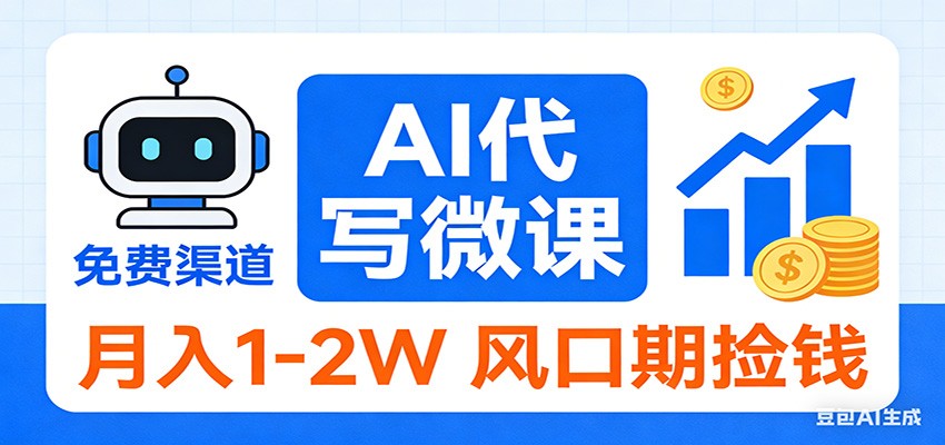 2026告别打工!AI 代写微课,提供免费渠道,月入 1-2W 风口期捡钱-汇课新知资源网