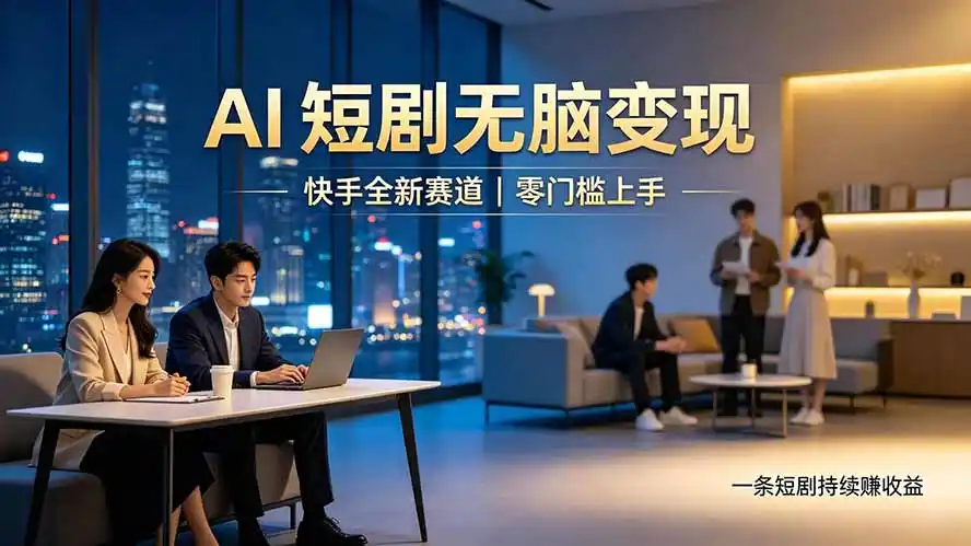 别乱找副业了,快手 AI 短剧零门槛长久被动增收-汇课新知资源网