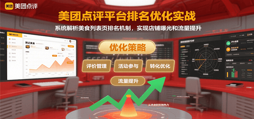 美团点评平台排名优化实战，系统解析美食列表页排名机制，实现店铺曝光和流量提升-汇课新知资源网