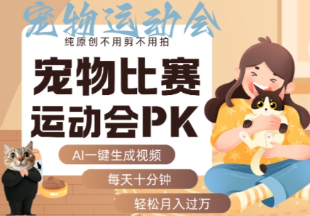 AI一键生成宠物比赛运动会PK视频，纯原创不用剪不用拍，每天十分钟，轻松月入过1W+-汇课新知资源网