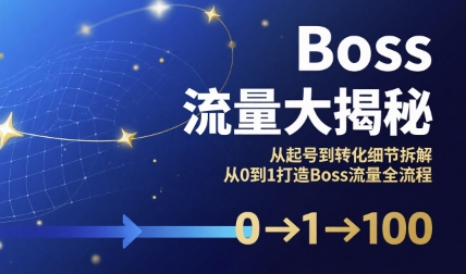 Boss流量大揭秘，从起号到转化细节拆解，从0到1打造Boss流量全流程-汇课新知资源网
