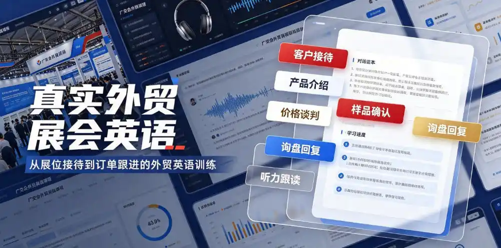 真实外贸展会英语,广交会外贸口语听力突击课程【音频】-汇课新知资源网