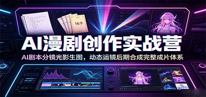 AI漫剧创作实战营：AI剧本分镜光影生图，动态运镜后期合成完整成片体系-汇课新知资源网