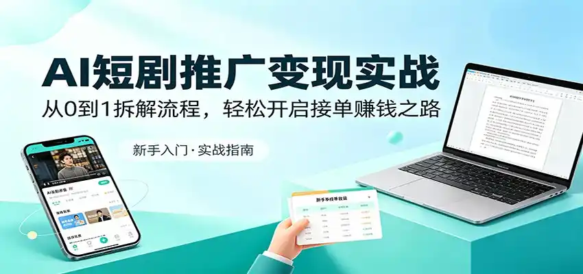 AI短剧推广变现实战:从0到1拆解流程,轻松开启接单赚钱之路-汇课新知资源网