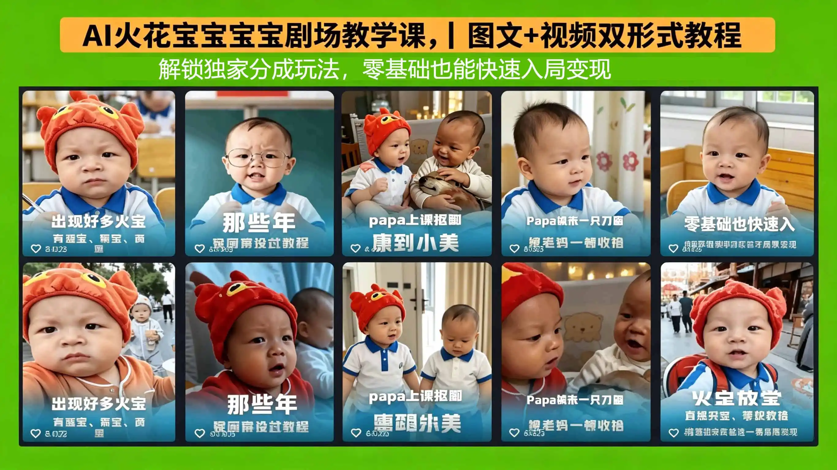 AI火花宝宝宝宝剧场教学课，图文+视频双形式教程，解锁独家分成玩法，零基础也能快速入局变现-汇课新知资源网