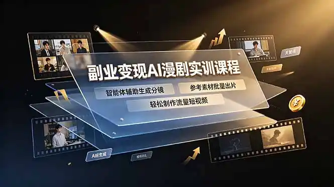 副业变现AI漫剧实训课程,智能体辅助生成分镜,参考素材批量出片,轻松制作流量短视频-汇课新知资源网