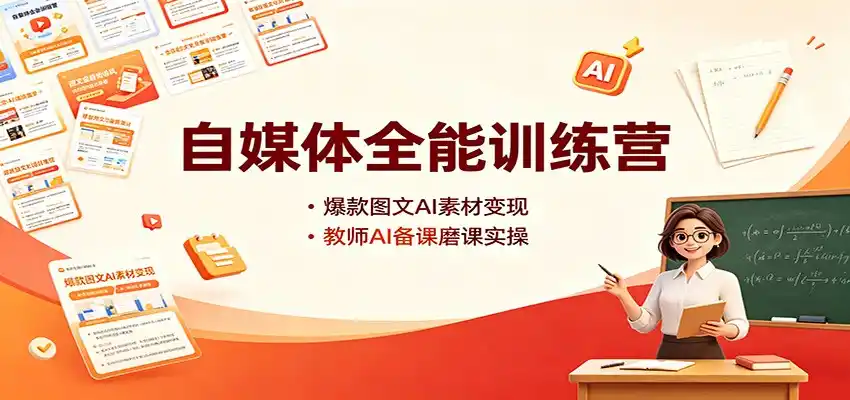 自媒体全能训练营：爆款图文AI素材变现，教师AI备课磨课实操-汇课新知资源网