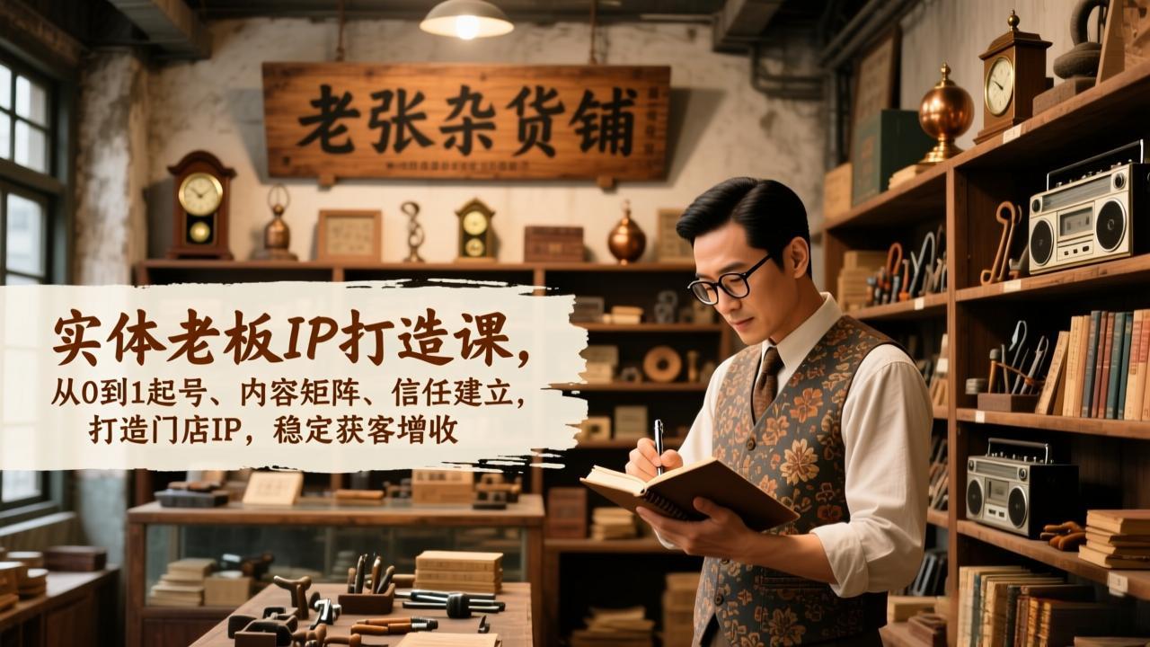 实体老板IP打造课,从0到1起号、内容矩阵、信任建立,打造门店IP,稳定获客增收-汇课新知资源网