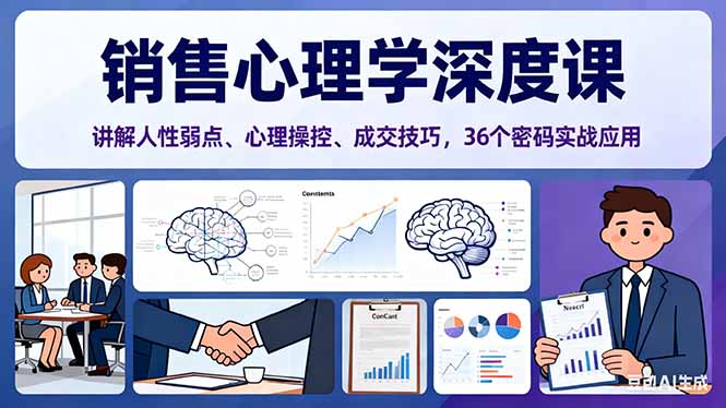 销售心理学深度课,讲解人性弱点、心理操控、成交技巧,36个密码实战应用-汇课新知资源网