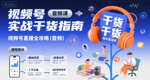 视频号实战干货指南，视频号直播全攻略(音频)-汇课新知资源网
