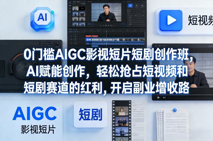 0门槛AIGC影视短片短剧创作班,AI赋能创作,轻松抢占短视频和短剧赛道的红利,开启副业增收路-汇课新知资源网