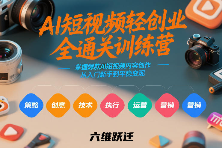 AI短视频轻创业全通关训练营，掌握爆款AI短视频内容创作，从入门新手到平稳变现的六维跃迁-汇课新知资源网