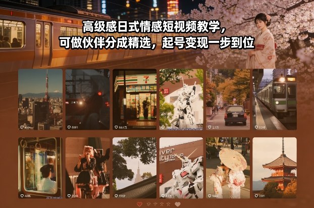 高级感日式情感短视频教学,可做伙伴分成精选,起号变现一步到位-汇课新知资源网