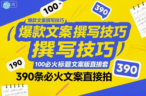 爆款文案撰写技巧,100个必火标题文案模版直接套,390条必火文案直接拍-汇课新知资源网