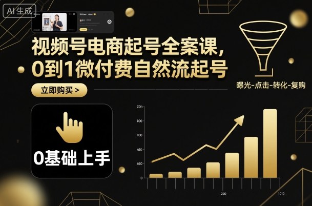 视频号电商起号全案课,0到1微付费自然流起号-汇课新知资源网
