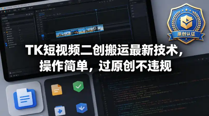 TK短视频二创搬运最新技术,操作简单,过原创不违规-汇课新知资源网