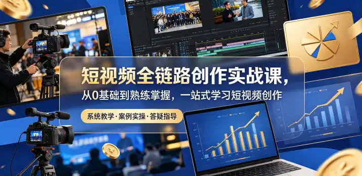 短视频全链路创作实战课,从0基础到熟练掌握,一站式学习短视频创作-汇课新知资源网