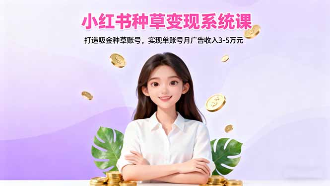 小红书种草变现系统课:打造吸金种草账号,实现单账号月广告收入3-5万元-汇课新知资源网